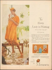 1958 Vintage ad for Mennen Baby Powder Lady-in-waiting Orange dress  080817