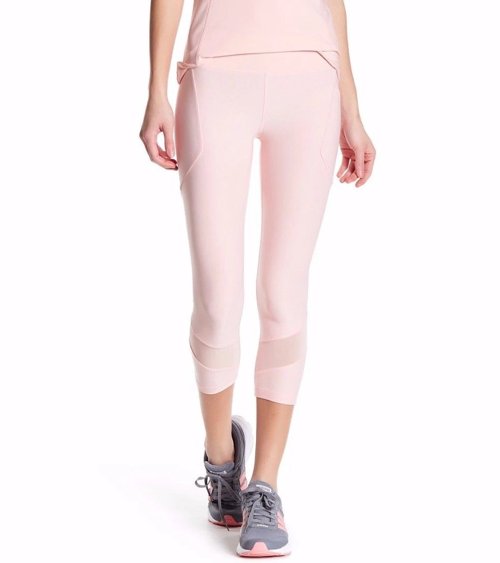 NWT X BY GOTTEX SzXL MESH INSERT DETAIL ACTIVEWEAR LEGGING BABY PINK $73.