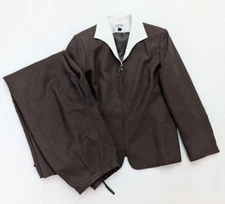 Kasper A.S.L. Women's Pant Suit Size 12 Brown Full Zip Jacket Business Career