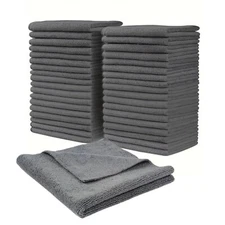 36 Pack Edgeless Microfiber Cloths 40x40cm Grey 350GSM Lint Free Multipurpose