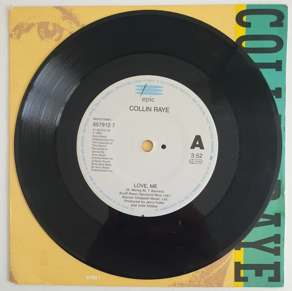 COLLIN RAYE "LOVE ME" 7" 45RPM EPIC 657912 7 NEW UNPLAYED - Image 3 of 4