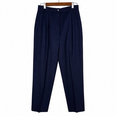 Vintage Pendleton 100% Virgin Wool Pleated Dress Pants Size 10 Navy Lined USA