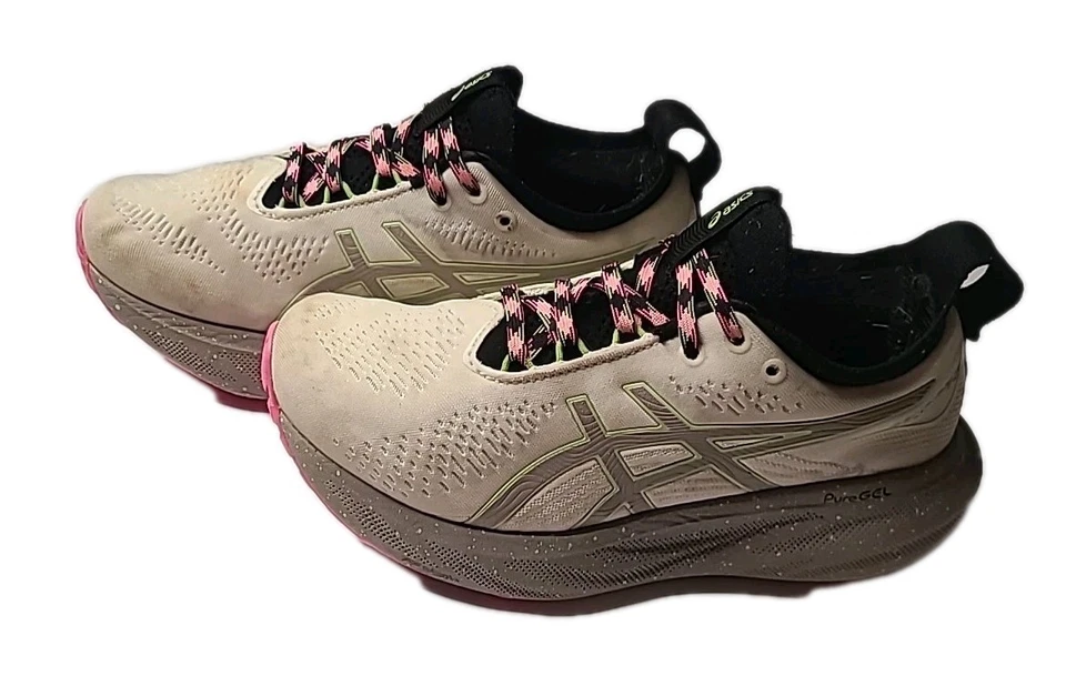 Zapatos de trail Gel-Nimbus 25 para mujer ASICS, baño natural/verde lima talla 7 Foto 3 de 4