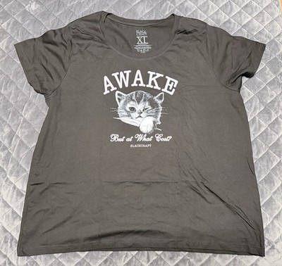 XL Black Craft Cult  Women s T-Shirt - Awake, But At What Cost Cat