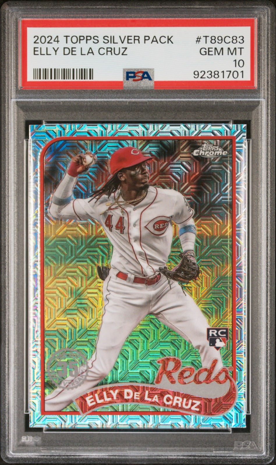 2024 Topps Chrome Silver Pack “Mojo” Elly De La Cruz RC Rookie #T89C-83 PSA 10