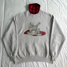 Vintage Gopher Sport Kittens Mock Turtleneck Sweatshirt Gray Red Made in USA XL