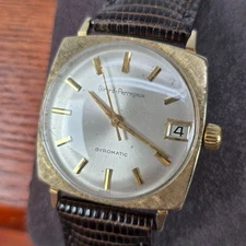 Girard-Perregaux Gyromatic 14K Gold Watch Day-Date Brown Lizard Leather Strap GP