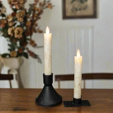 Primitive Country 6.75" Moving Flame 2 pc Cream Flicker Taper Candle 6hr timer