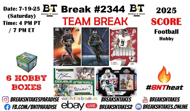 TENNESSEE TITANS 2025 Panini NFL Score Football Hobby 6 BOX Break #2344