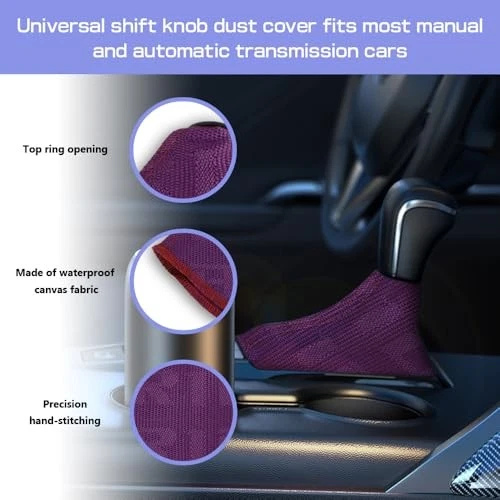 Cubierta antipolvo de perilla de cambio de coche, cubierta de bota de cambio, palanca de cambios de tela manual/automático púrpura Foto 4 de 4