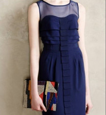 Anthropologie Maeve Ribbon Pleat Sheath Dress
