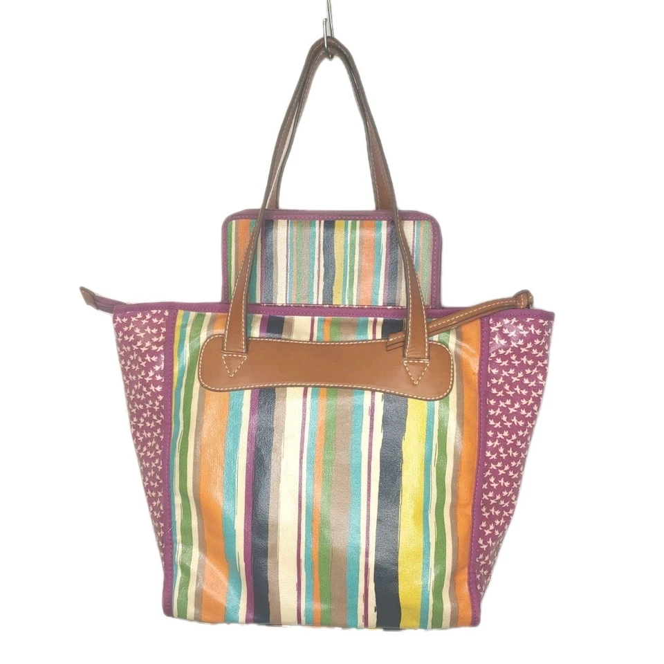 Bolso de Mano y Cartera Fossil Key Per de Lona Floral a Rayas Cuero Bolso con Asa Superior Foto 4 de 4