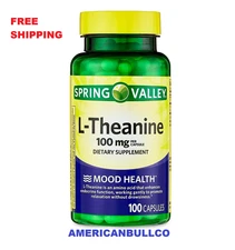 Spring Valley L-Theanine 100mg Capsules, 100 Ct – Mood & Relaxation Support