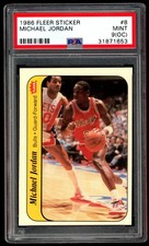 Michael Jordan 1986-87 Fleer Sticker Rookie Card PSA 9 (OC) Mint RC. rookie card picture