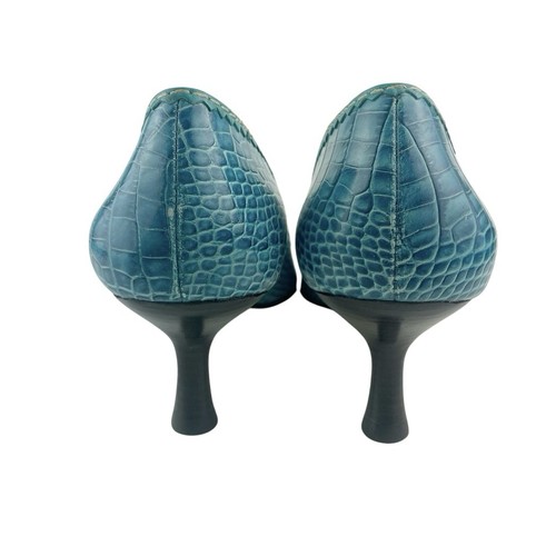 Damen-Kitten-Heels Größe 8 B Cole Haan türkis Krokodildruck Schnallenakzent - Bild 4 von 7