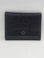 Vintage Coach Signature Embossed Photo Book Black Leather 4x6 Photo Album Vtg