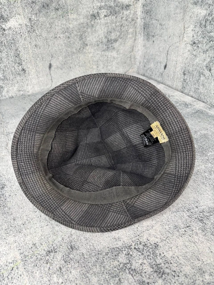 Sombrero para Hombres Armani Collezioni Talla 59 Negro Lana Exterior Fieltro Fedora Hat Foto 4 de 4