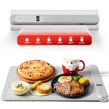 Graphene Warming Mat for Food, Electric Warming Tray with 6 Temp & 6H Timer, ...