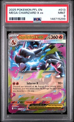 2025 POKEMON PFL EN-PHANTASMAL FLAMES #013 MEGA CHARIZARD X EX PSA 9