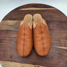 Sabah Baba Shoes Womens 38 / 7 Fort Worth Brown Leather Slip On Flat Mule Loafer