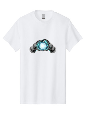 Robot-Hand-Hold-Energy-Ball Mens Graphic Tee, 100% Cotton, Casual Summer Wear