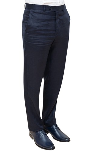 PANTALONI UOMO DI LINO SARTORIALI BLU SCURO CLASSIC ELEGANTE FORMALE | eBay