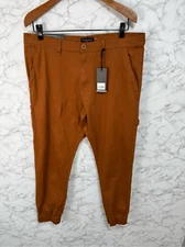 Tailored Recreation Men’s Jogger Chino’s sz 38 Brick Orange NEW #G67