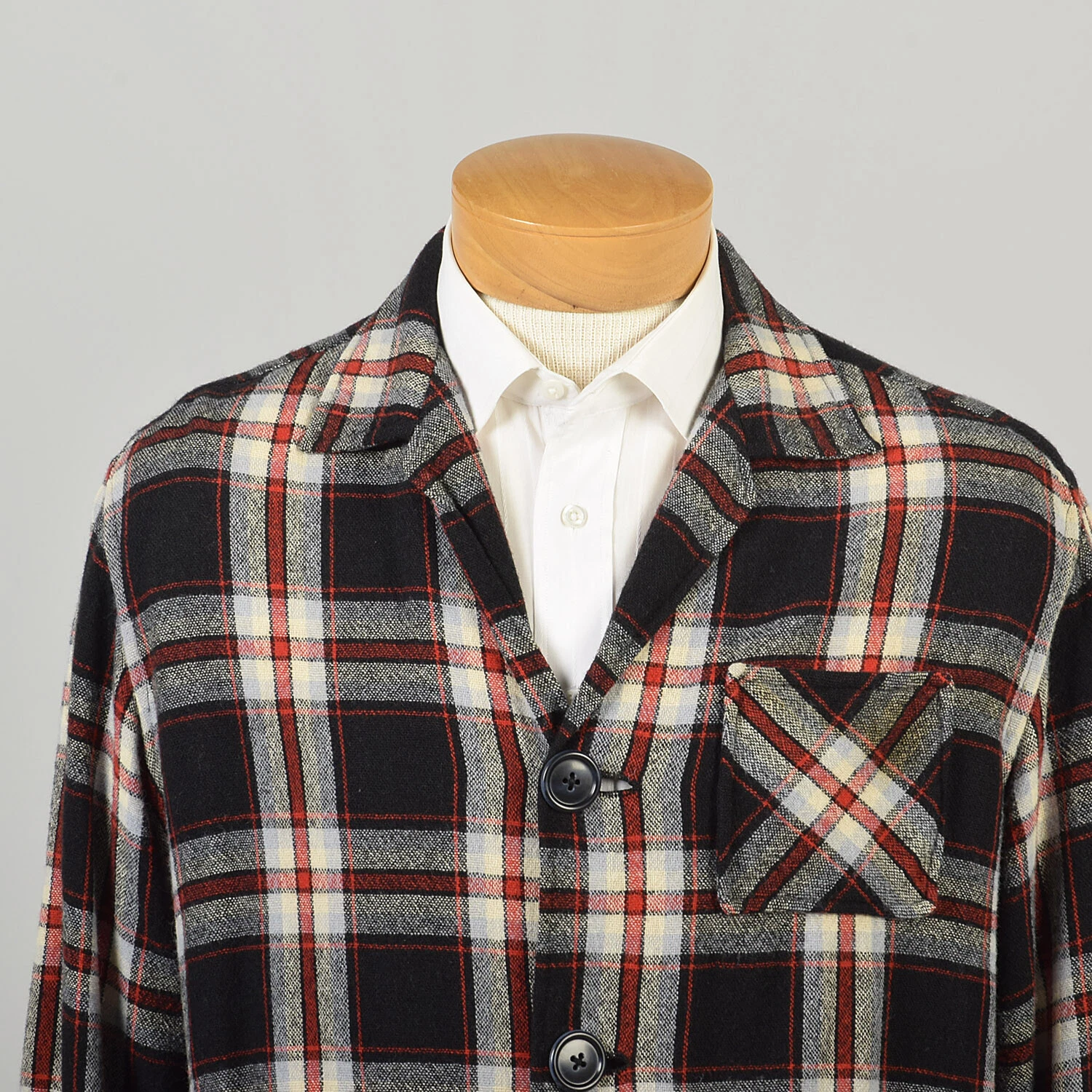 unknown 1950s plaid white blue rockabilly lightweight jacket