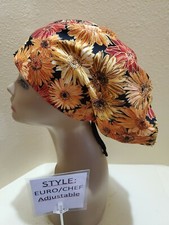 Chrysanthemums Fall mums Women's Euro/Chef Surgical Scrub Hat/Cap Handmade