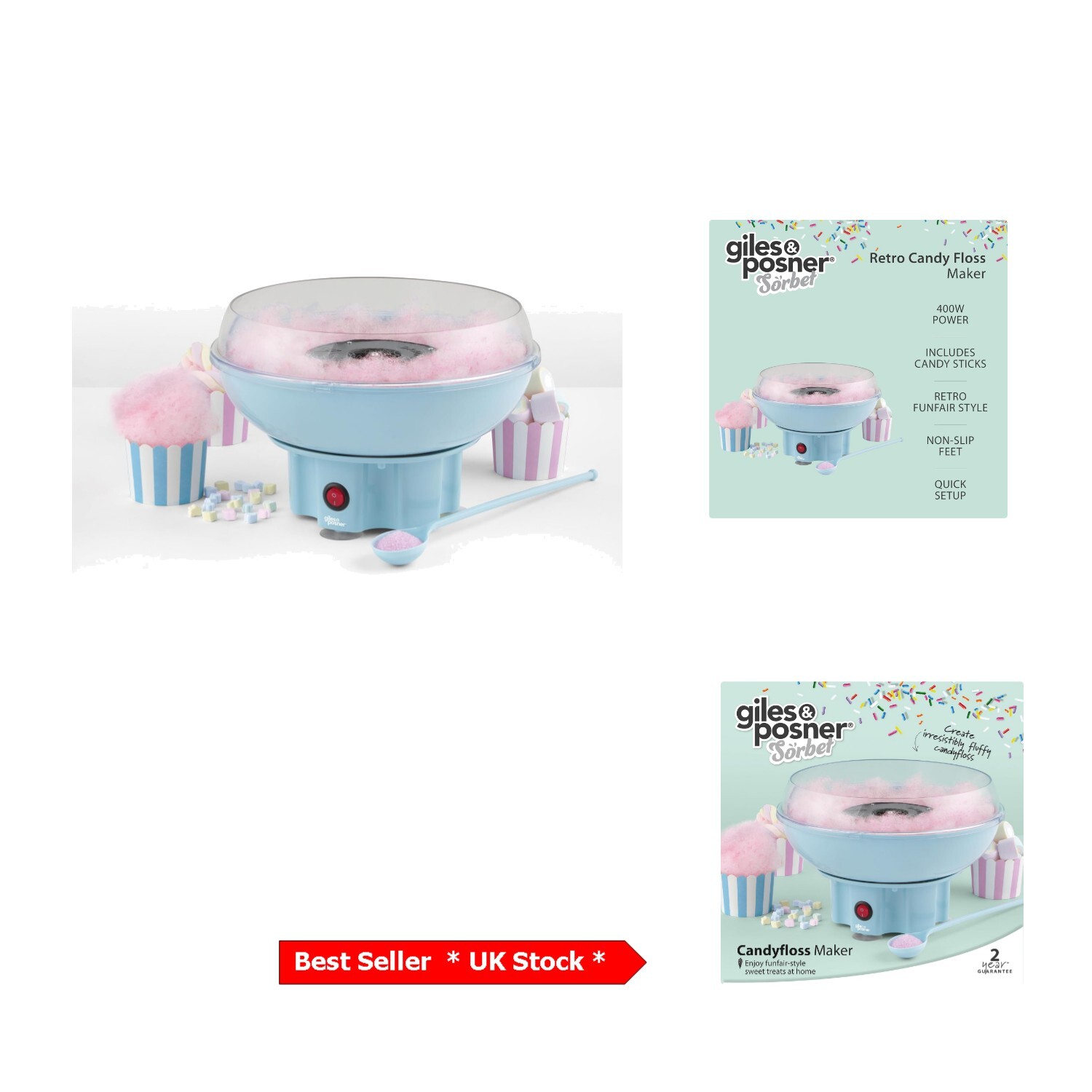 Delightful Cotton Candy Machine - 400W Retro Candy Floss Maker for Kids & Events