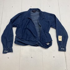Faconnable Womens Blue Denim Cropped Jacket Size Large