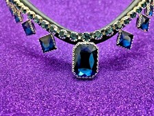 One Row Crystal Diamond With Designer Padding Inside Dark Blue Color