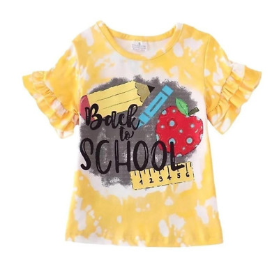 Back to School Yellow Shirt with Ruffle Sleeves for Girls size 8 NEW