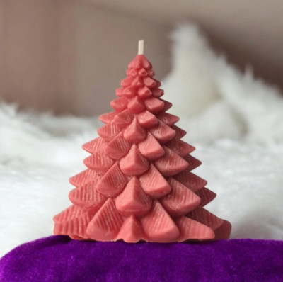 Handarbeit Weihnachten rosa Baumkerze Modell 5 Weihnachtsdeko festlich Geschenk Kerze