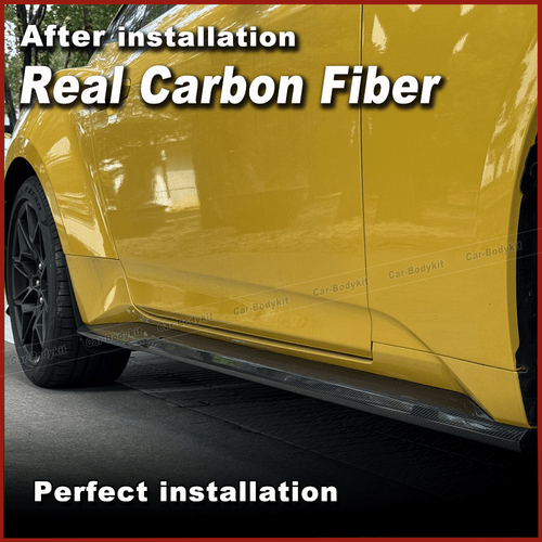 For Ford Mustang Dark Horse 2024UP Real Carbon Side Skirts Extension Lip Panels - Picture 4 of 14