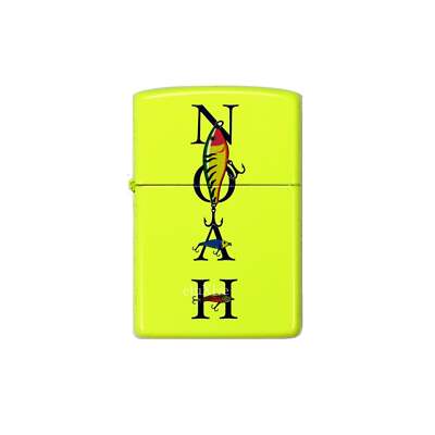 NWT Noah NY Neon Yellow Fishing Lure Logo Print Zippo Lighter SS18 