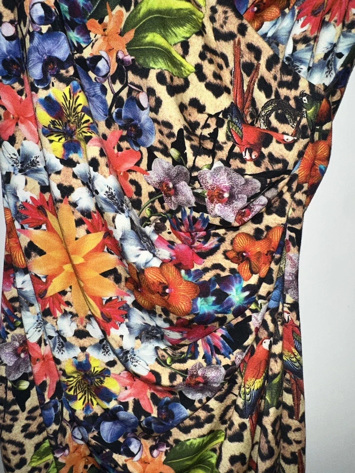 Sexy Vestido Corto Sin Mangas Colección Nicole Miller Cuello en V Floral Animal Espalda P Foto 4 de 4