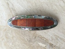 vintage barrettes hair clips woman From Mexico Wood And Inlays Silver Color
