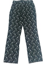 Karen Kane Stretch Black White Floral Embroidery Straight Leg Pants Size Unknown
