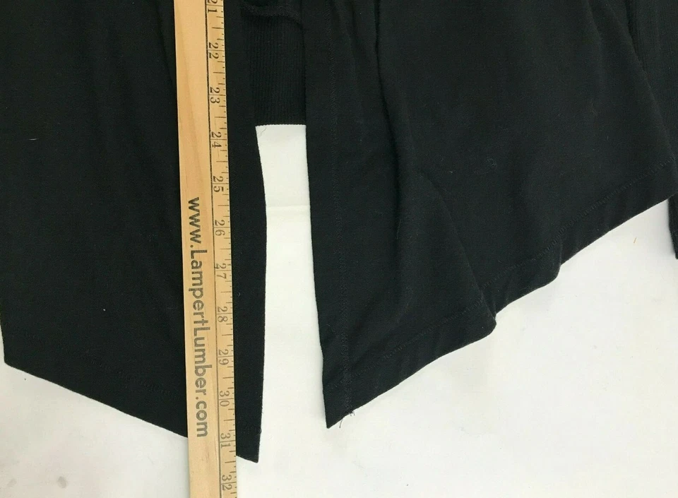 Suéter gris tallado con volantes para mujer talla grande negro manga larga cárdigan abierto Foto 4 de 4