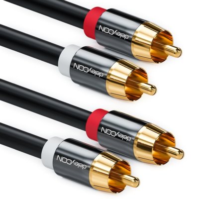 deleyCON HQ Cinch Kabel [2m] - 2x RCA Cinch Stecker zu 2x RCA Cinch Stecker