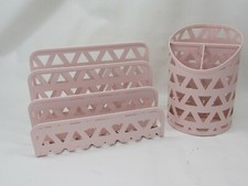 Designbasics Letter File Holder Pencil Pen Cup Light Pink Desk Set 34995