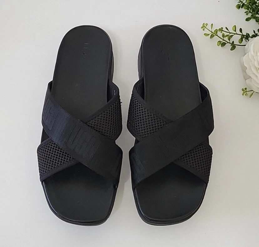 Ugg Emily sandali con slide incrociati in rete colore nero donna taglia 9