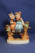Goebel Hummel #179 Coquettes Figurine — Two Girls on Fence with Birds — listing 5