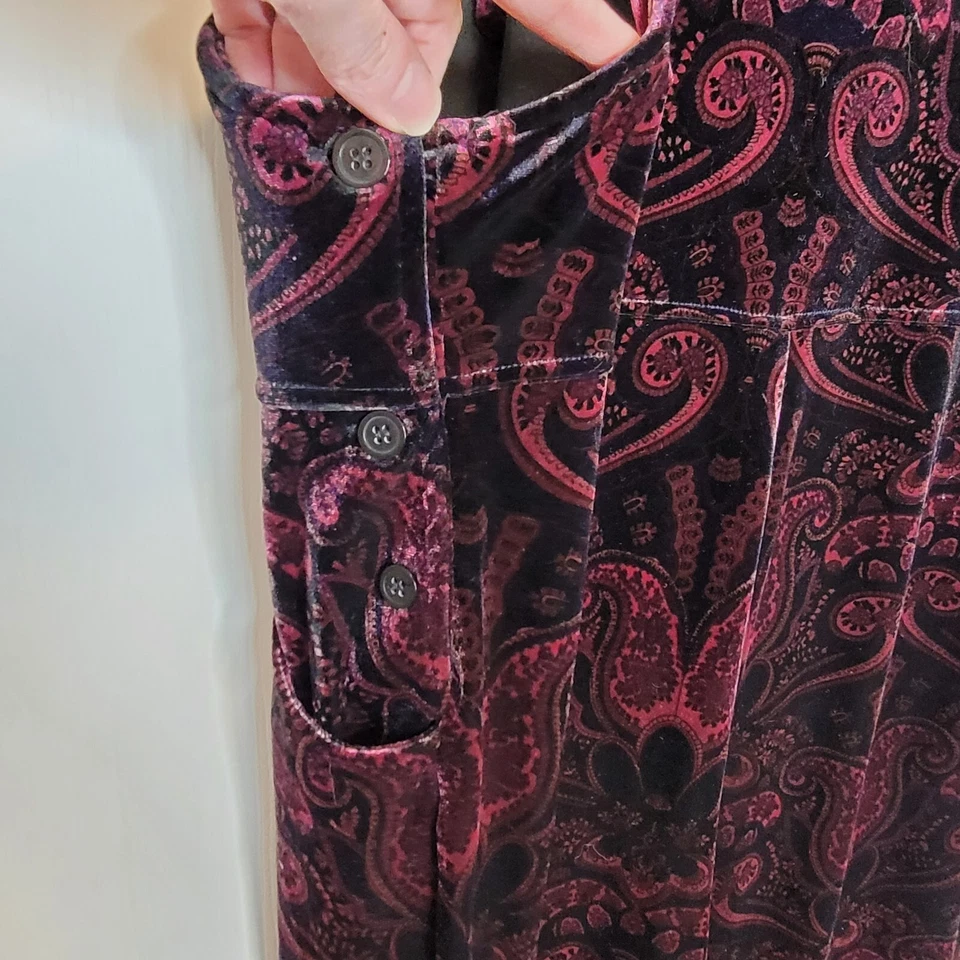 Mono de terciopelo Coldwater Creek XL negro magenta cachemir artístico Foto 4 de 4