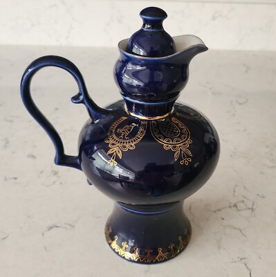 Vintage UdSSR Nowgorod Porzellan Kobaltblau Kaffee Tee Kaffeekanne 24K Gold Sowjetisch