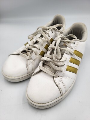 Adidas Cloudfoam Advantage Women's White/Gold Stripe Shoes