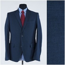 Mens Pin Check Blazer 40R UK Size RIFINITO Blue Polyester Sport Coat Jacket