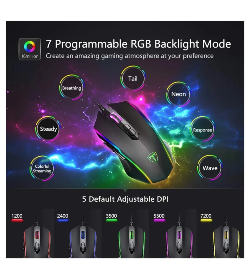 VOLLION RGB Gaming Mouse Wired 7200 DPI  | FREE DELIVERY  - Image 3 of 4