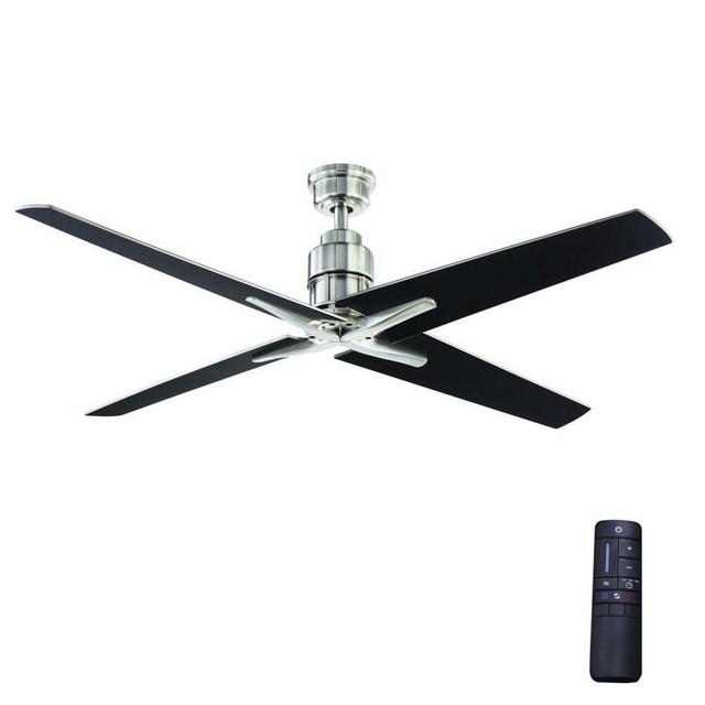 Sussex Ii 52 In Brushed Nickel Ceiling Fan Silver Black Blades